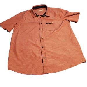 Avalanche Sz L Men's Performance Button Short Sleeve Woven Shirt Red Stripe